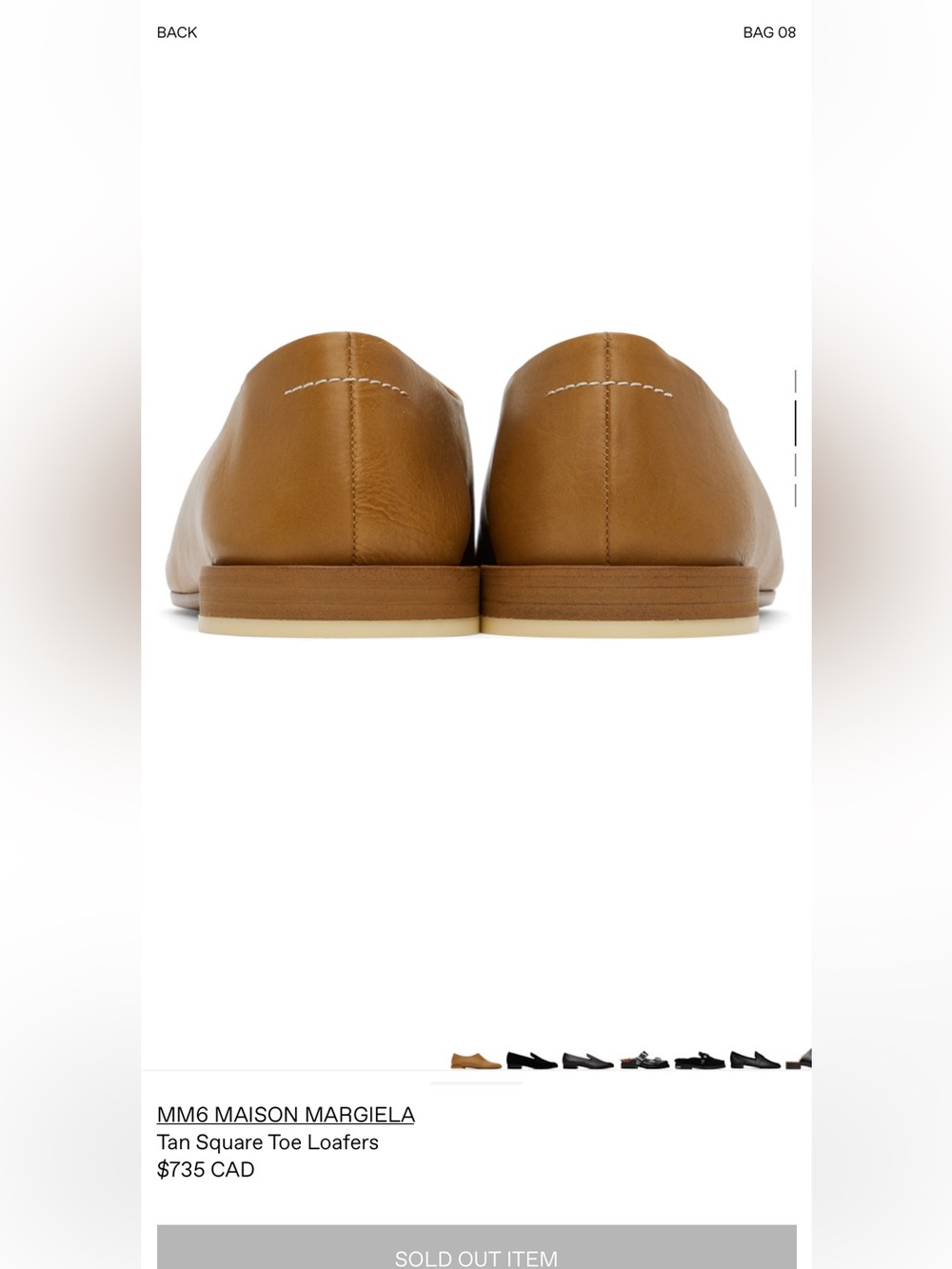 MM6 Maison Martin Margiela Cognac Leather Slip-On Loafers - Picture 10 of 10